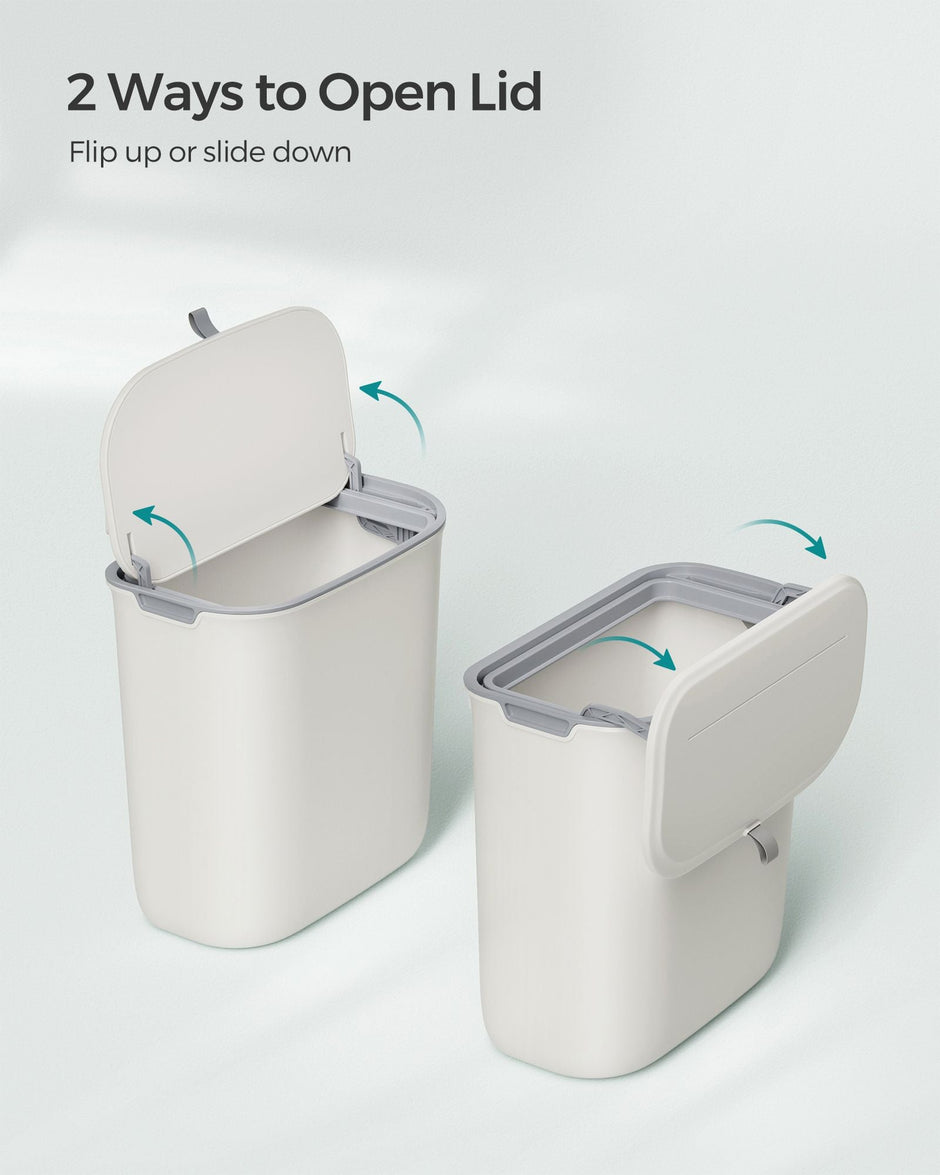 Hanging Trash Can – Plastic – White – 9L Capacity with Lid, Wall Mounted