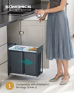 Kitchen Bin – Steel Frame and ABS Lid – Ink Black – Built-in with Double Compartments and Smooth Pull-Out Design