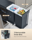 Kitchen Bin – Steel Frame and ABS Lid – Ink Black – Built-in with Double Compartments and Smooth Pull-Out Design