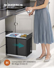 Pull-Out Kitchen Bin – Steel Frame with ABS Lid – Ink Black – Double Compartment for Recycling and Waste