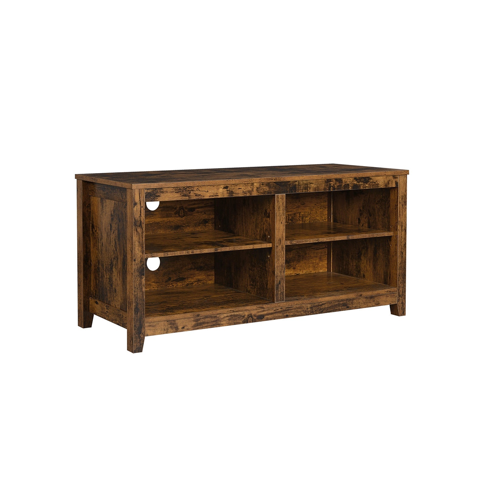 TV Stand – Engineered Wood – Rustic Brown – Open Shelves with Cable Holes