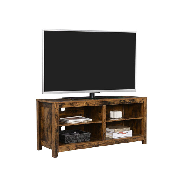 TV Stand – Engineered Wood – Rustic Brown – Open Shelves with Cable Holes