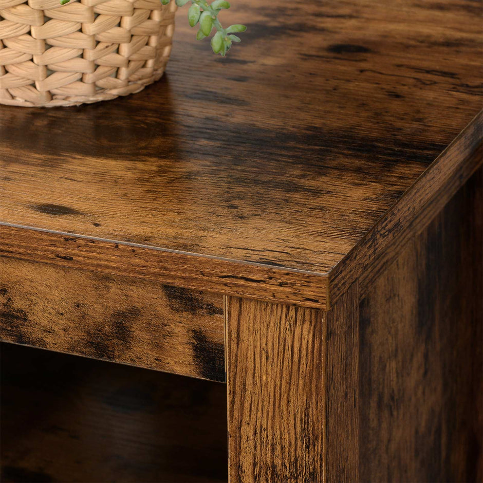 TV Stand – Engineered Wood – Rustic Brown – Open Shelves with Cable Holes