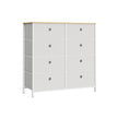 Storage Chest – Fabric and Metal – Cream White and Oak – 8 Easy Pull Drawers
