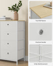 Storage Chest – Fabric and Metal – Cream White and Oak – 8 Easy Pull Drawers