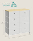 Storage Chest – Fabric and Metal – Cream White and Oak – 8 Easy Pull Drawers