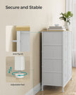 Storage Chest – Fabric and Metal – Cream White and Oak – 8 Easy Pull Drawers