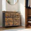 Dresser Cabinet – Metal Frame – Rustic Brown and Black – 7 Fabric Drawers
