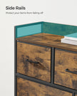 Fabric Chest of Drawers – Metal Frame – Rustic Brown and Black – 7 Storage Drawers