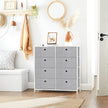 Storage Unit – Fabric – Light Grey and White – 8 Easy Pull Drawers with Metal Frame and Tabletop