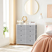 Storage Unit – Fabric – Light Grey and White – 8 Easy Pull Drawers with Metal Frame and Tabletop