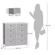 Storage Unit – Fabric – Light Grey and White – 8 Easy Pull Drawers with Metal Frame and Tabletop