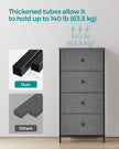 Chest of Drawers – Fabric – Classic Grey and Classic Black – Slim Design with 4 Storage Drawers