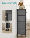 Chest of Drawers – Fabric – Classic Grey and Classic Black – Slim Design with 4 Storage Drawers
