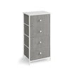 Chest of Drawers – Fabric and Metal – Light Grey and White – Slim Design with 4 Drawers