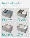 Chest of Drawers – Fabric and Metal – Light Grey and White – Slim Design with 4 Drawers