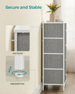 Chest of Drawers – Fabric and Metal – Light Grey and White – Slim Design with 4 Drawers