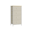 Chest of Drawers – Metal and Fabric – Light Grey and White – Slim Design with 4 Drawers