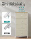 Chest of Drawers – Metal and Fabric – Light Grey and White – Slim Design with 4 Drawers