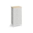 Chest of Drawers – Fabric and Metal – Light Grey and White – Tall and Slim Design with 4 Drawers