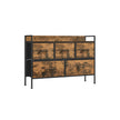 Chest of Drawers – Fabric and Metal – Rustic Brown and Ink Black – 7 Spacious Drawers