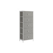 Chest of Drawers – Metal Frame with Fabric Drawers – Dove Grey and Cream White – Tall and Slim Design