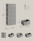 Chest of Drawers – Metal Frame with Fabric Drawers – Dove Grey and Cream White – Tall and Slim Design
