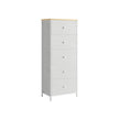 Chest of Drawers – Fabric and Metal – Camel Yellow and Cream White – 4-Drawer Slim Design