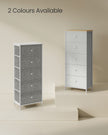 Chest of Drawers – Fabric and Metal – Camel Yellow and Cream White – 4-Drawer Slim Design