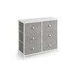 Chest of Drawers – Fabric and Metal – Light Grey and White – 6 Drawer Storage Organizer with Wooden Front and Top