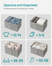 Chest of Drawers – Fabric and Metal – Light Grey and White – 6 Drawer Storage Organizer with Wooden Front and Top