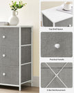 Chest of Drawers – Fabric and Metal – Light Grey and White – 6 Drawer Storage Organizer with Wooden Front and Top