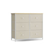 Storage Organiser Unit – Fabric and Metal – Rustic Brown and Black – 6 Drawers with Wooden Front and Top