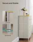 Storage Organiser Unit – Fabric and Metal – Rustic Brown and Black – 6 Drawers with Wooden Front and Top