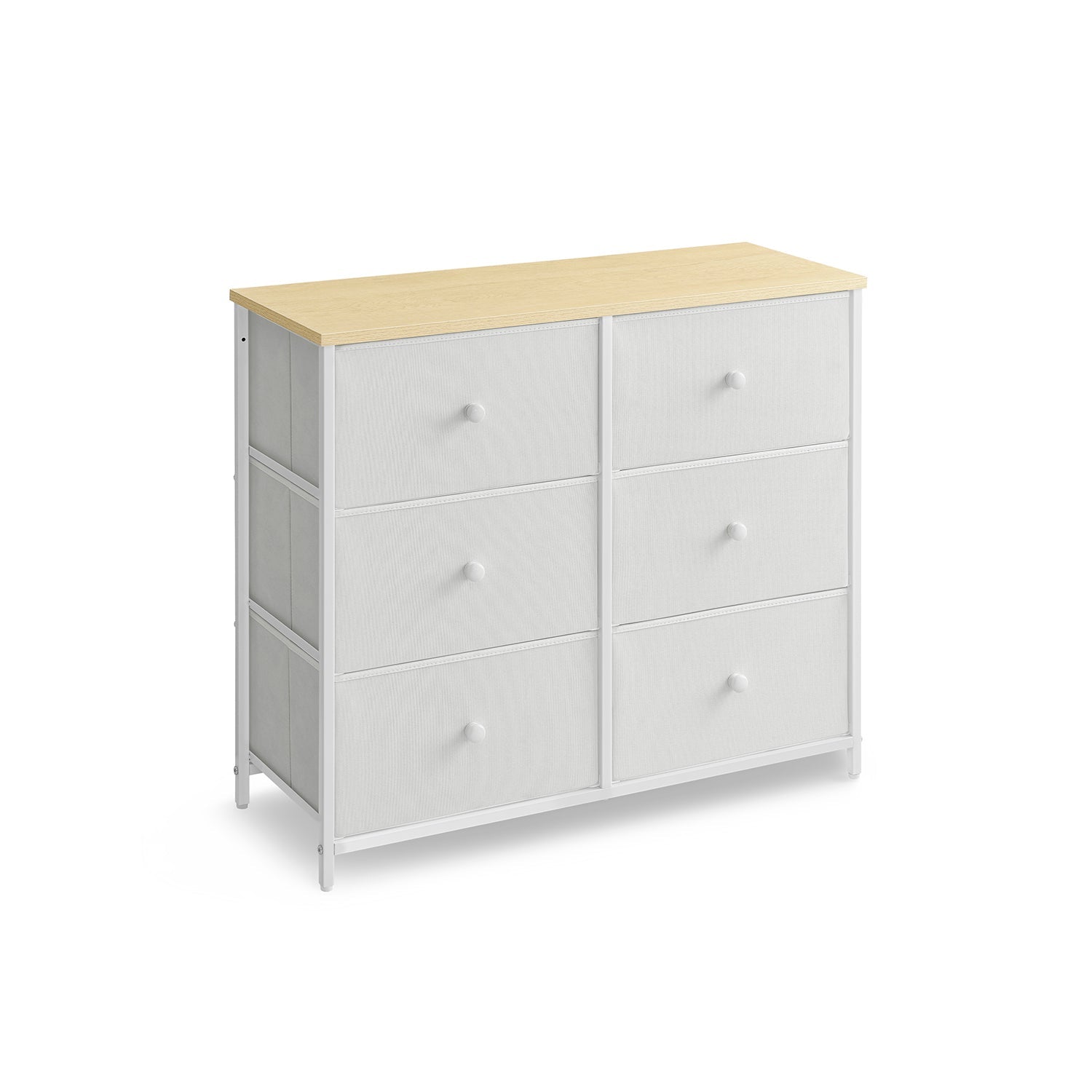 Chest of Drawers – Fabric and Metal – Rustic Brown and Black – 6 Drawer Storage Organizer