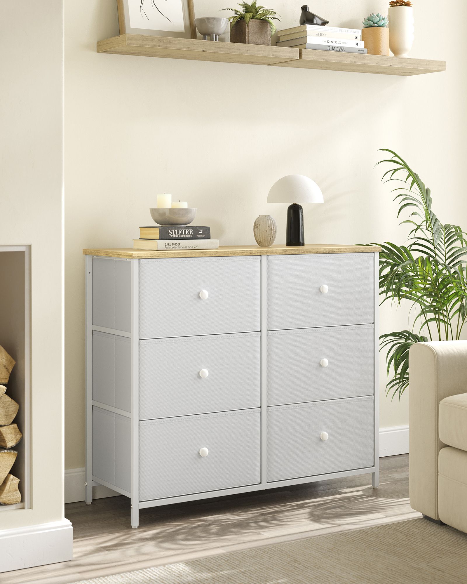 Chest of Drawers – Fabric and Metal – Rustic Brown and Black – 6 Drawer Storage Organizer