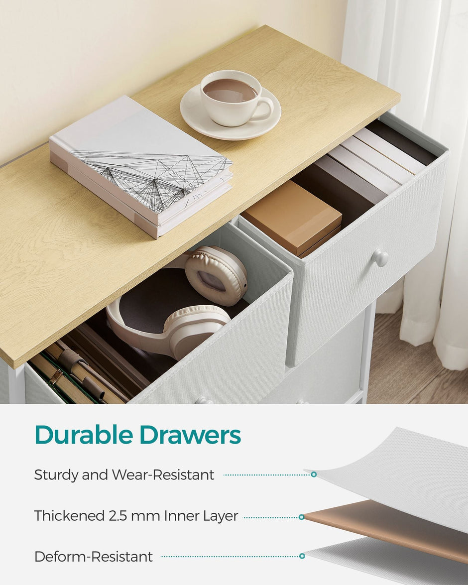 Chest of Drawers – Fabric and Metal – Rustic Brown and Black – 6 Drawer Storage Organizer