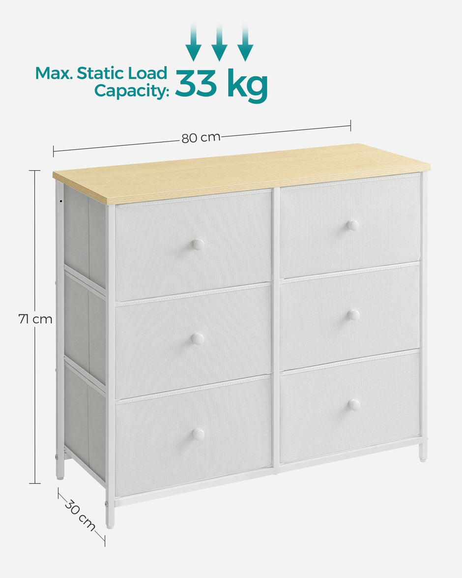 Chest of Drawers – Fabric and Metal – Rustic Brown and Black – 6 Drawer Storage Organizer