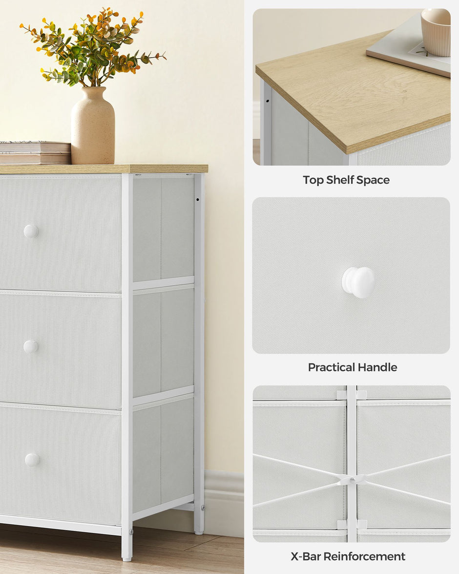 Chest of Drawers – Fabric and Metal – Rustic Brown and Black – 6 Drawer Storage Organizer