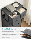 Fabric Storage Unit – Fabric and Wood – Grey and Black – 5 Drawers, Industrial Style