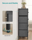 Fabric Storage Unit – Fabric and Wood – Grey and Black – 5 Drawers, Industrial Style