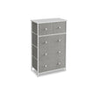 Fabric Chest of Drawers – Fabric and Wood – Rustic Brown and Black – 5 Drawers with Adjustable Feet