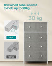 Fabric Chest of Drawers – Fabric and Wood – Rustic Brown and Black – 5 Drawers with Adjustable Feet