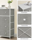 Fabric Chest of Drawers – Fabric and Wood – Rustic Brown and Black – 5 Drawers with Adjustable Feet