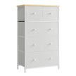 Fabric Chest of Drawers – Fabric – White and Oak – 5-Drawer Storage Organiser for Living Room, Hallway, and Nursery