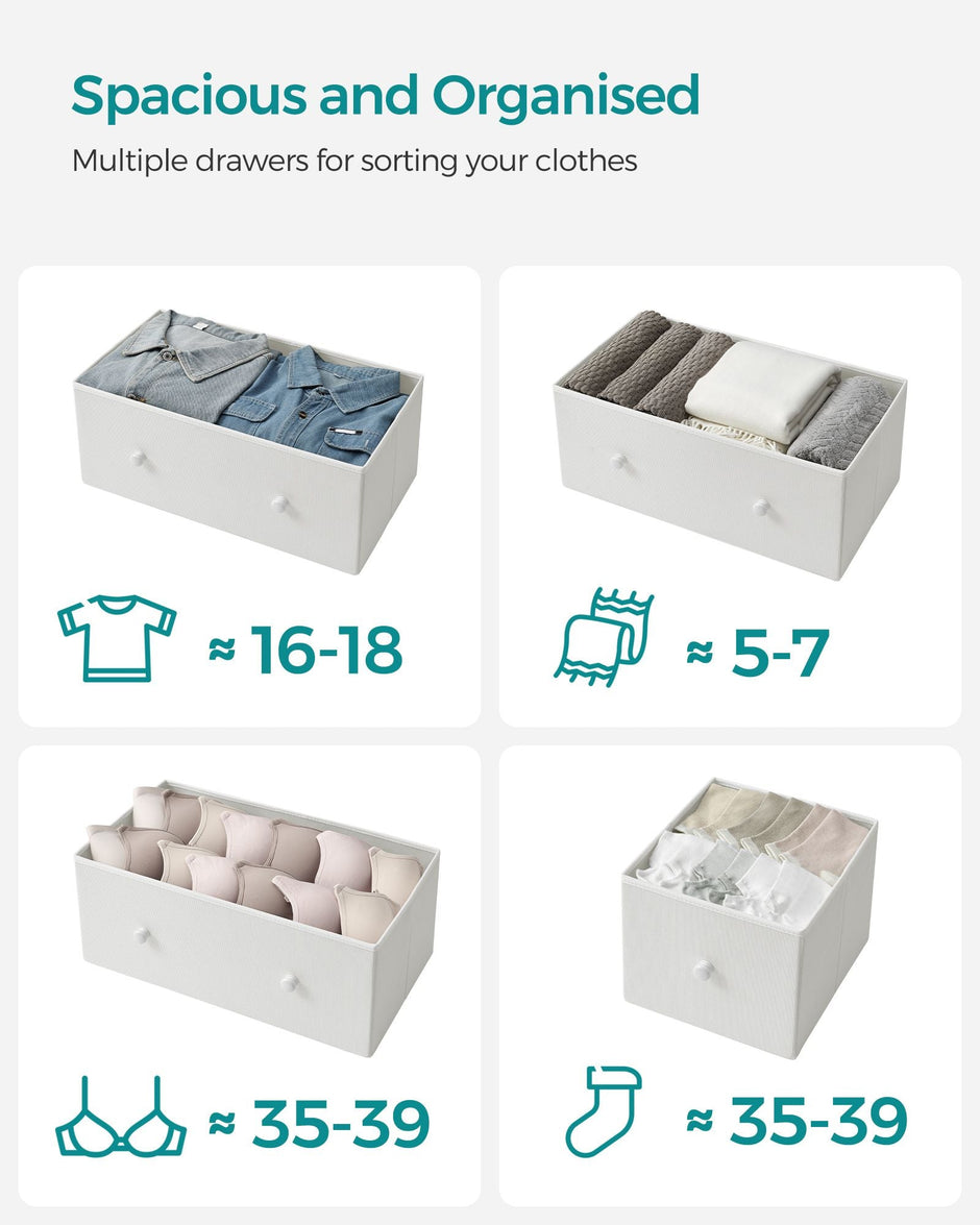 Fabric Chest of Drawers – Fabric – White and Oak – 5-Drawer Storage Organiser for Living Room, Hallway, and Nursery