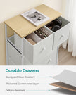 Fabric Chest of Drawers – Fabric – White and Oak – 5-Drawer Storage Organiser for Living Room, Hallway, and Nursery
