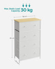 Fabric Chest of Drawers – Fabric – White and Oak – 5-Drawer Storage Organiser for Living Room, Hallway, and Nursery