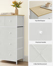 Fabric Chest of Drawers – Fabric – White and Oak – 5-Drawer Storage Organiser for Living Room, Hallway, and Nursery