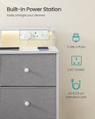 Storage Unit – Fabric – Dove Grey – 9 Drawers with LED Lights and Charging Station